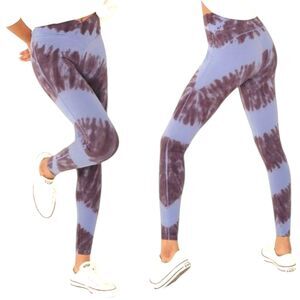 Pink Victoria's Secret V-Crossover Full Legging Womens Small Blue Tie Dye Yoga